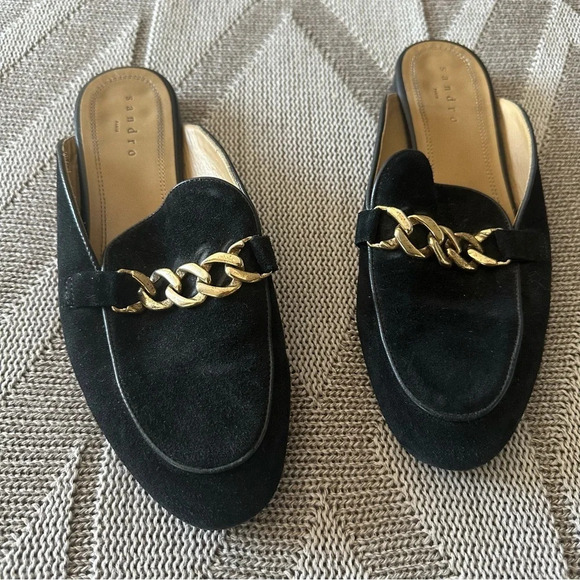 Sandro Suede Chain Mules - Picture 1 of 8
